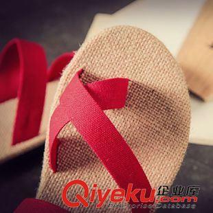 2015新款日系亚麻凉拖鞋 夜店风尚与沙滩休闲的完美融合